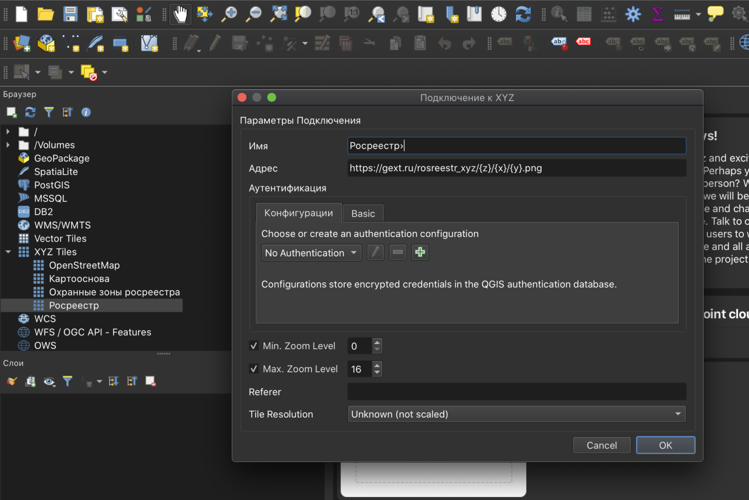 XYZ Tiles проксисервер ПКК Росреестра Google Earth eXTensions